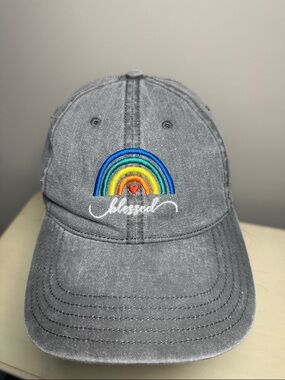 Blessed Gray Cap with Rainbow Embroidery